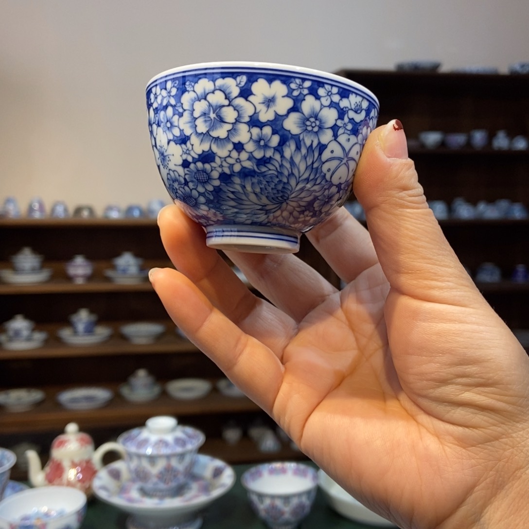杯w雪山春晓万花鸡心杯