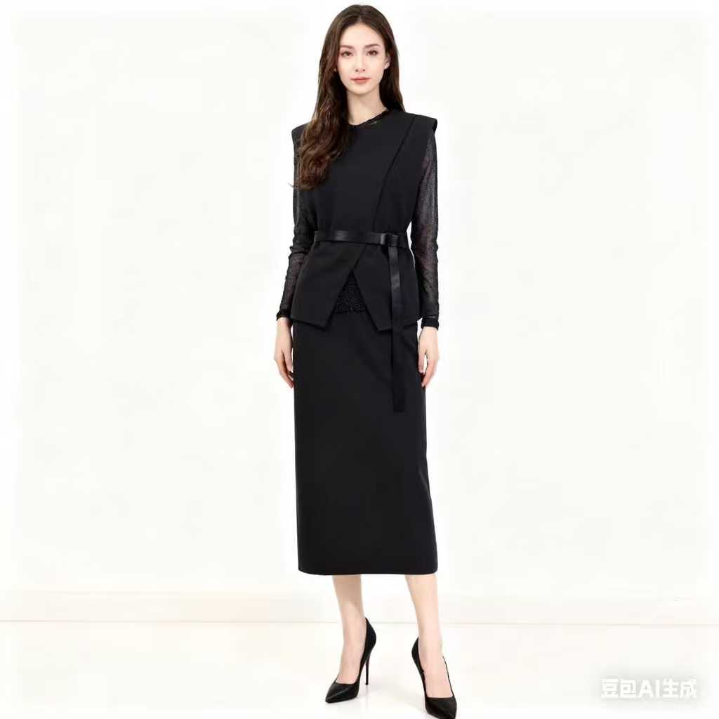B115今年流行时尚套装女2025新款气质马甲打底衫半身裙三件套秋冬