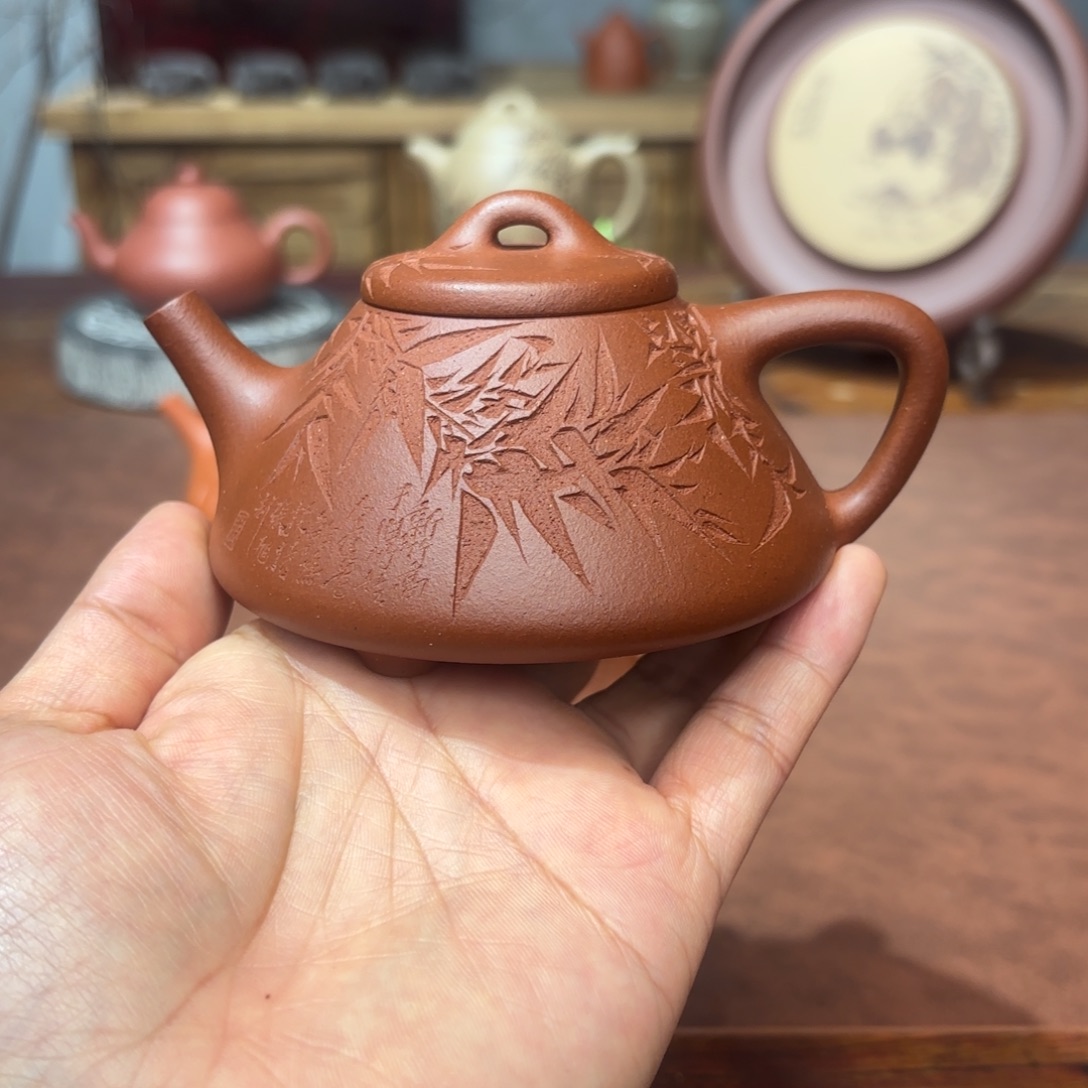 紫砂茶壶子冶石瓢170毫升紫泥