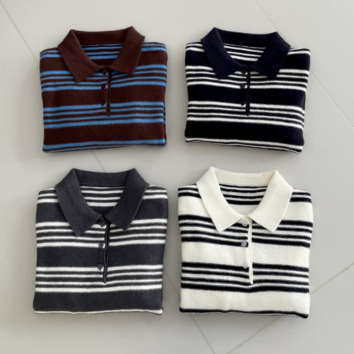 福利款 三色 polo 领毛衣