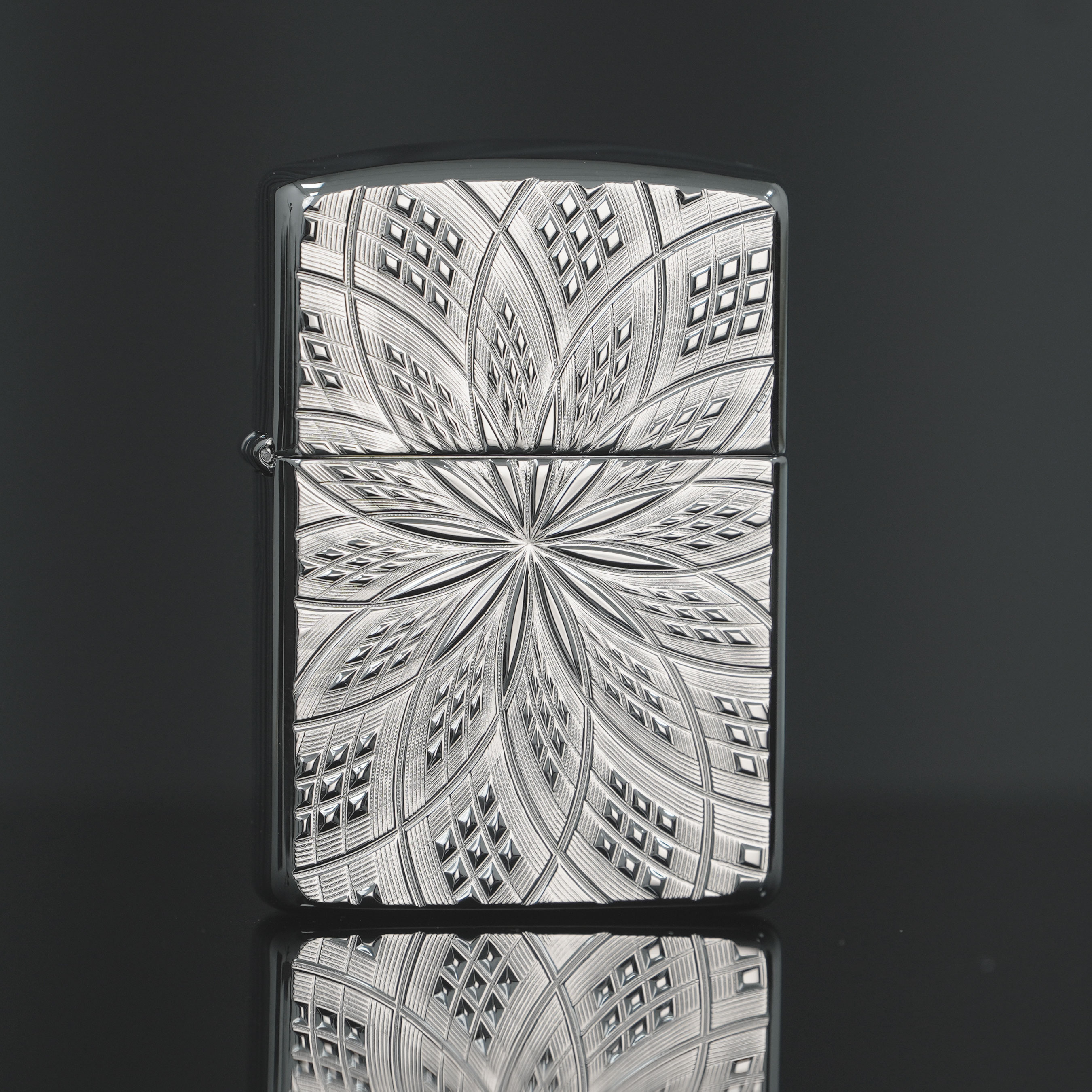 ZIPPO/之宝银枪花官方正品打火机双面个性镜面防风盔甲机DYJ1