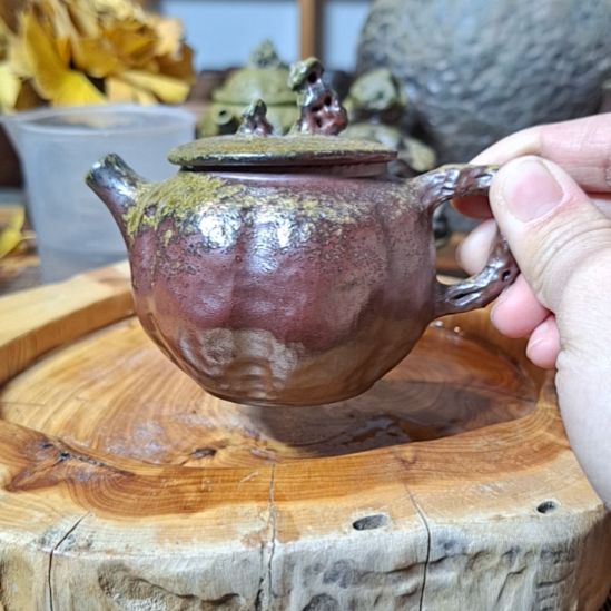 坭兴陶纯柴烧锤纹壶130c