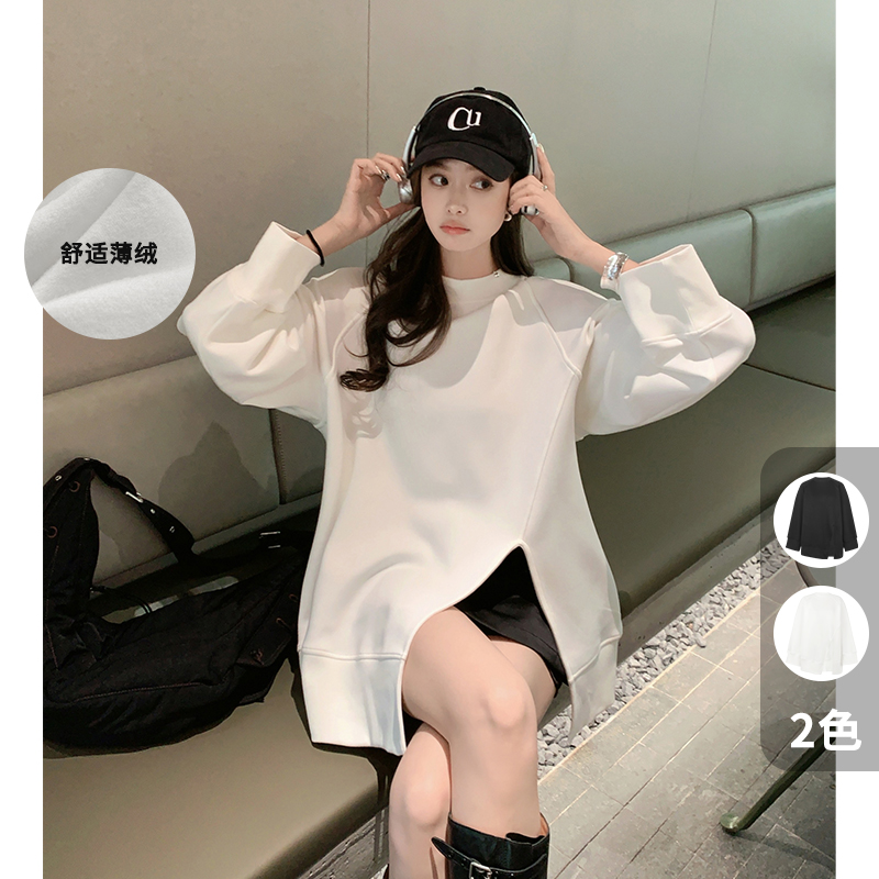 美洋MEIYANG【现货】开口笑卫衣 空气层_薄绒小众设计圆领上衣Se