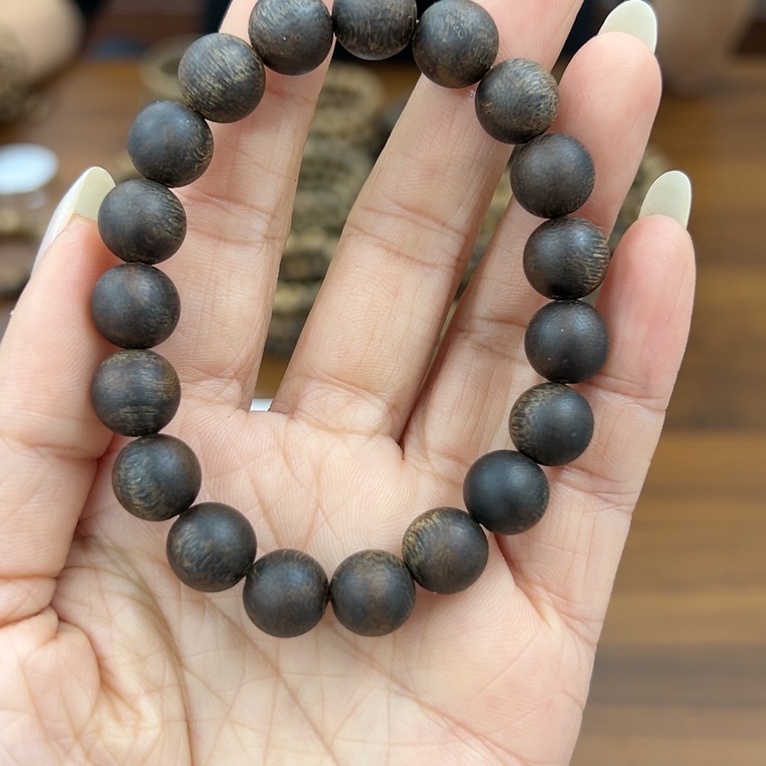 哈***李沉香手串沉香海南紫棋1.0圆珠单圈多样性发一13沉