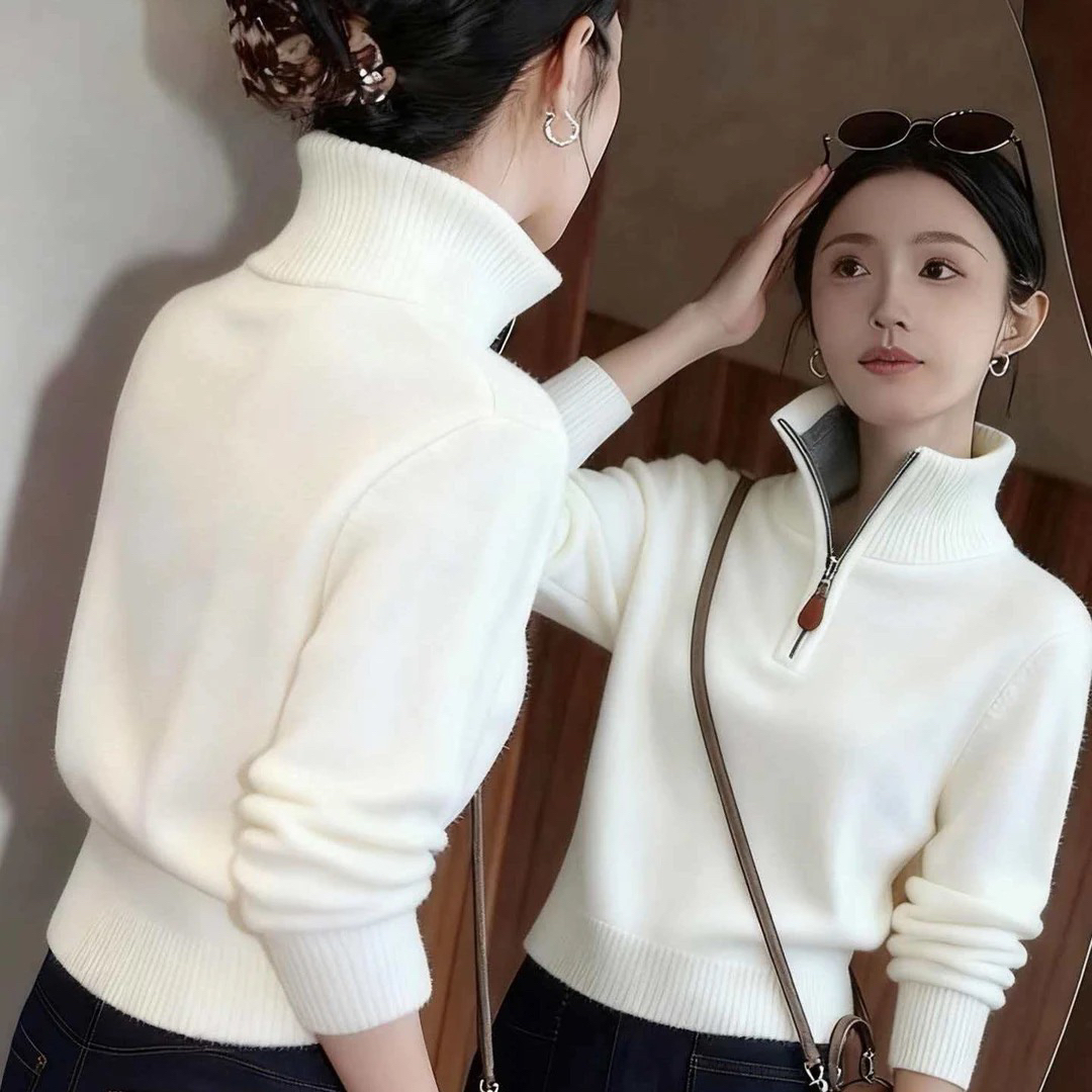 时尚慵懒风设计感撞色针织衫女2025秋季新款高级感百搭显瘦上衣潮