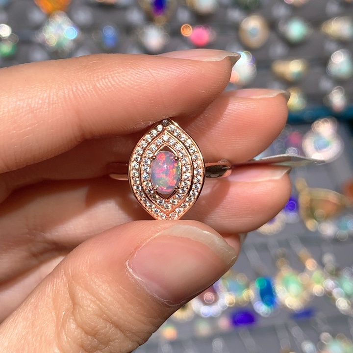 欧泊戒指z银S925镶嵌欧泊