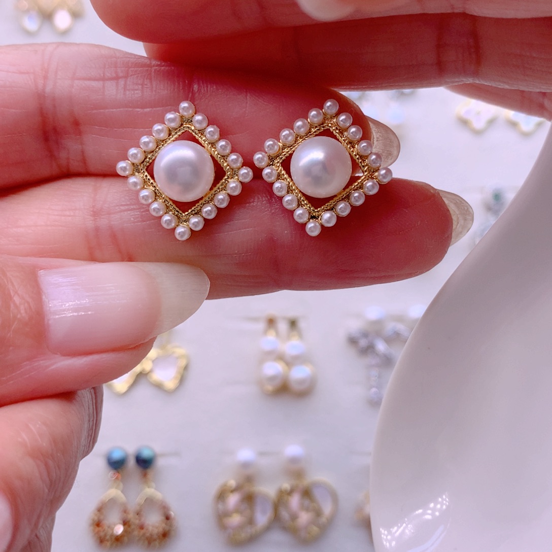 耳饰合金淡水珍珠