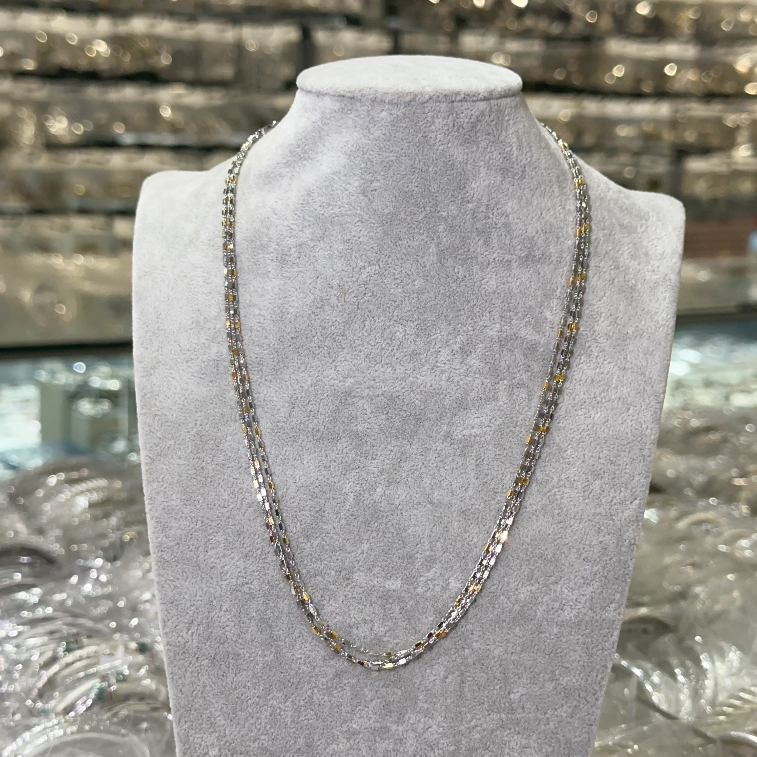 链子925银 【北14】十字镜片三层项链