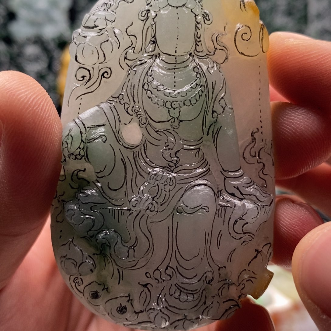 有***运定制翡翠未镶嵌天然翡翠A货水月观音