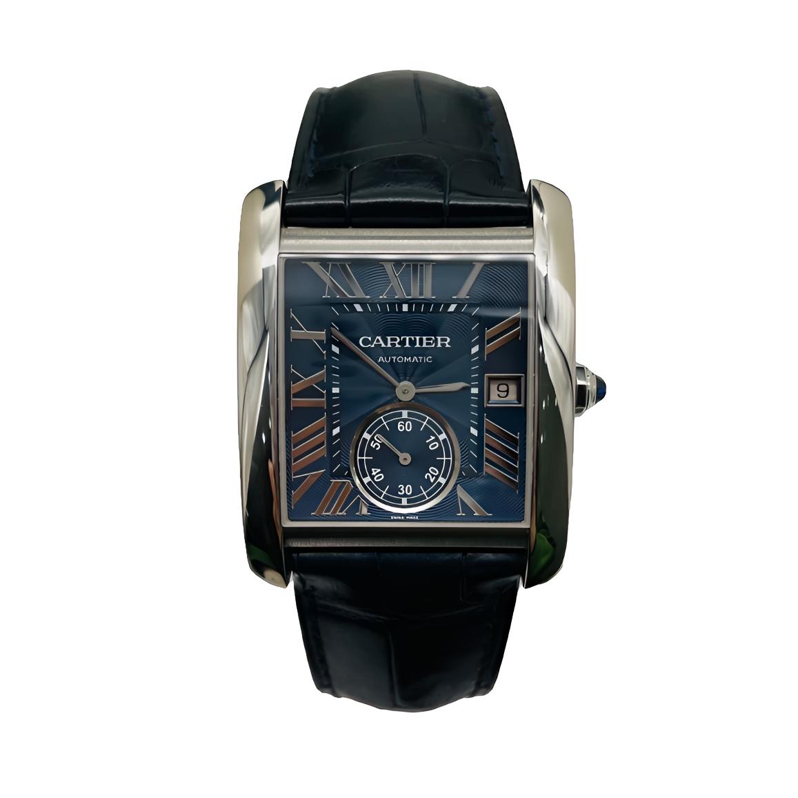 99新 Cartier/卡地亚 坦克系列 WSTA0010 34×44蓝盘 机械 男 20年