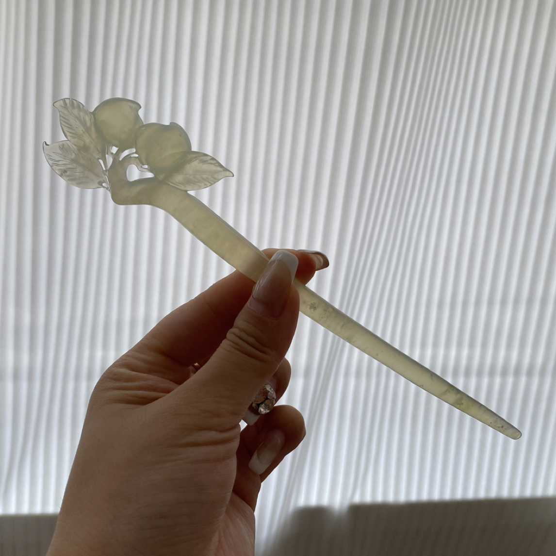 岫玉手工雕刻发簪气质百搭古风头饰