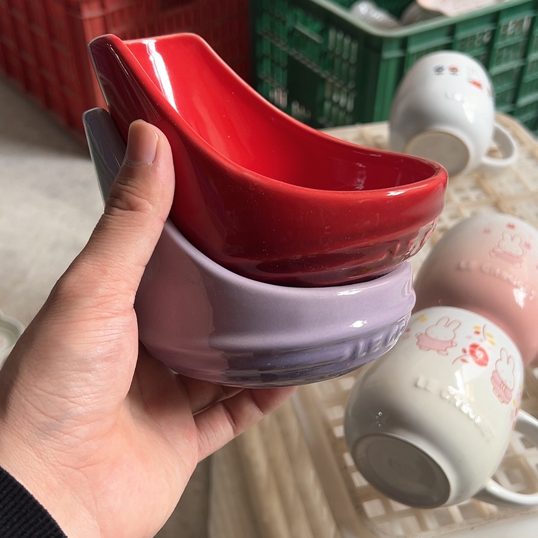 陶瓷 勺子架 红➕浅紫色