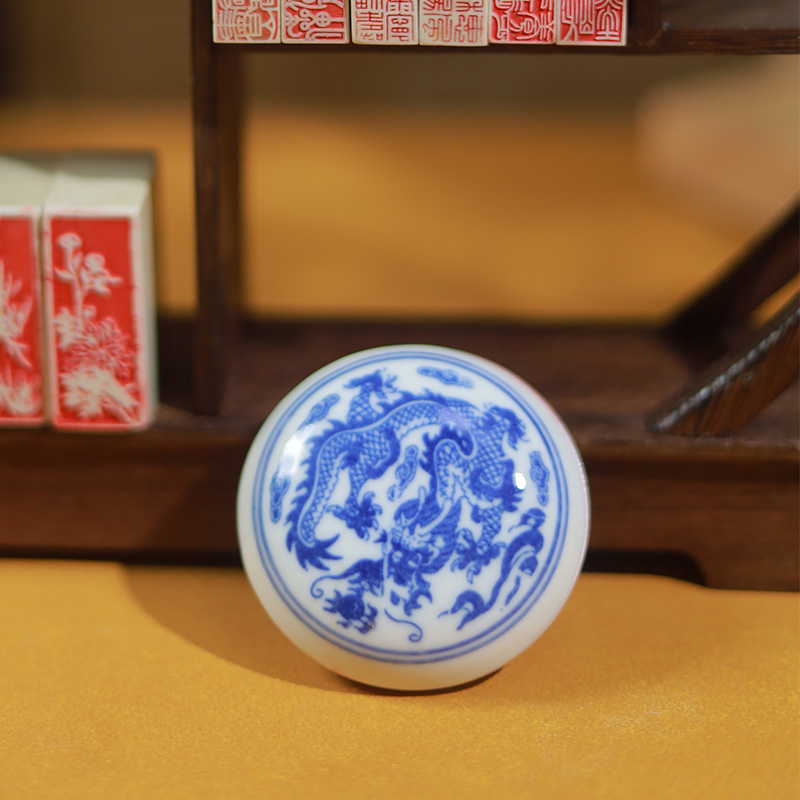 【印泥】青花瓷盒精品印泥(5.5×5.5）