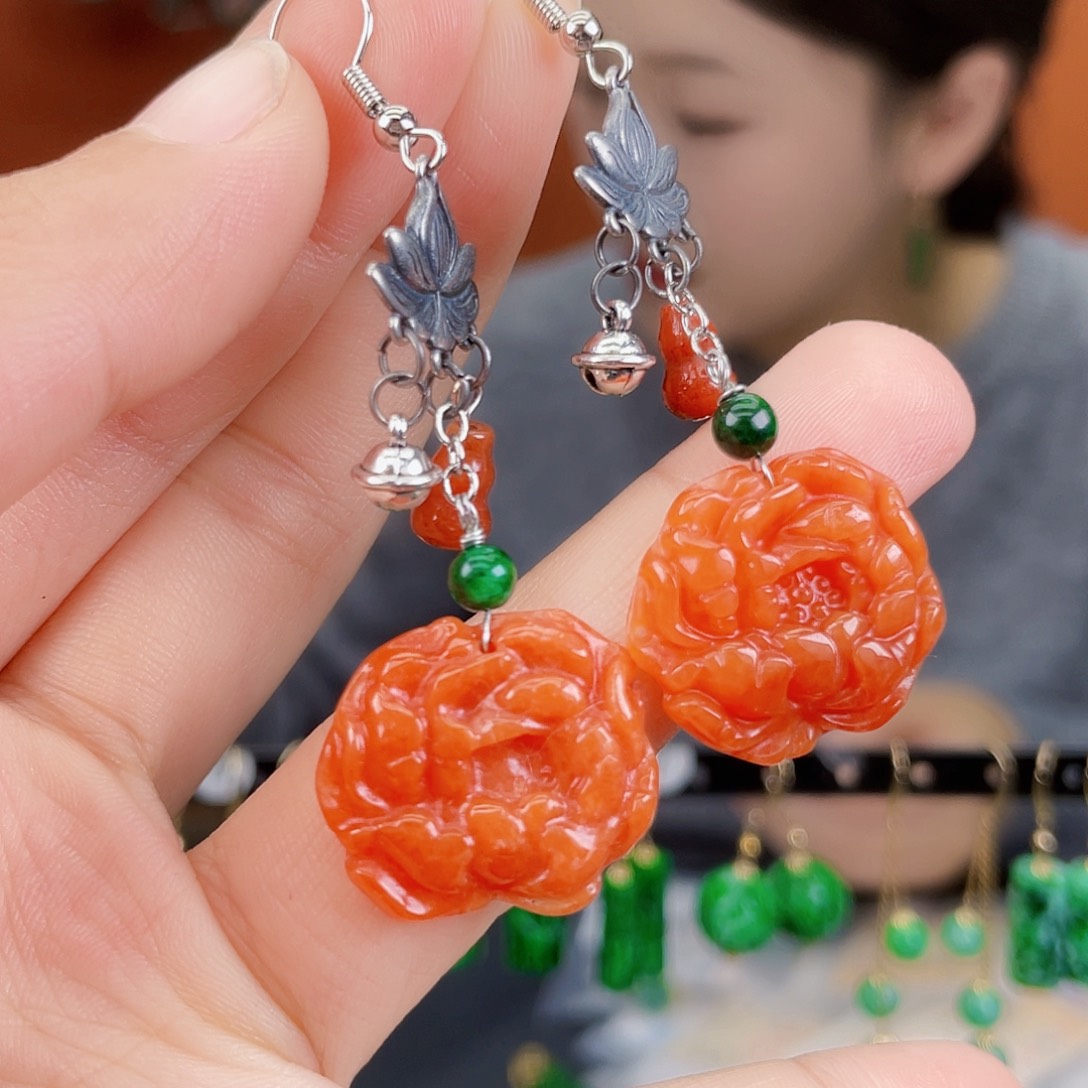 翡翠未镶嵌耳饰饰品