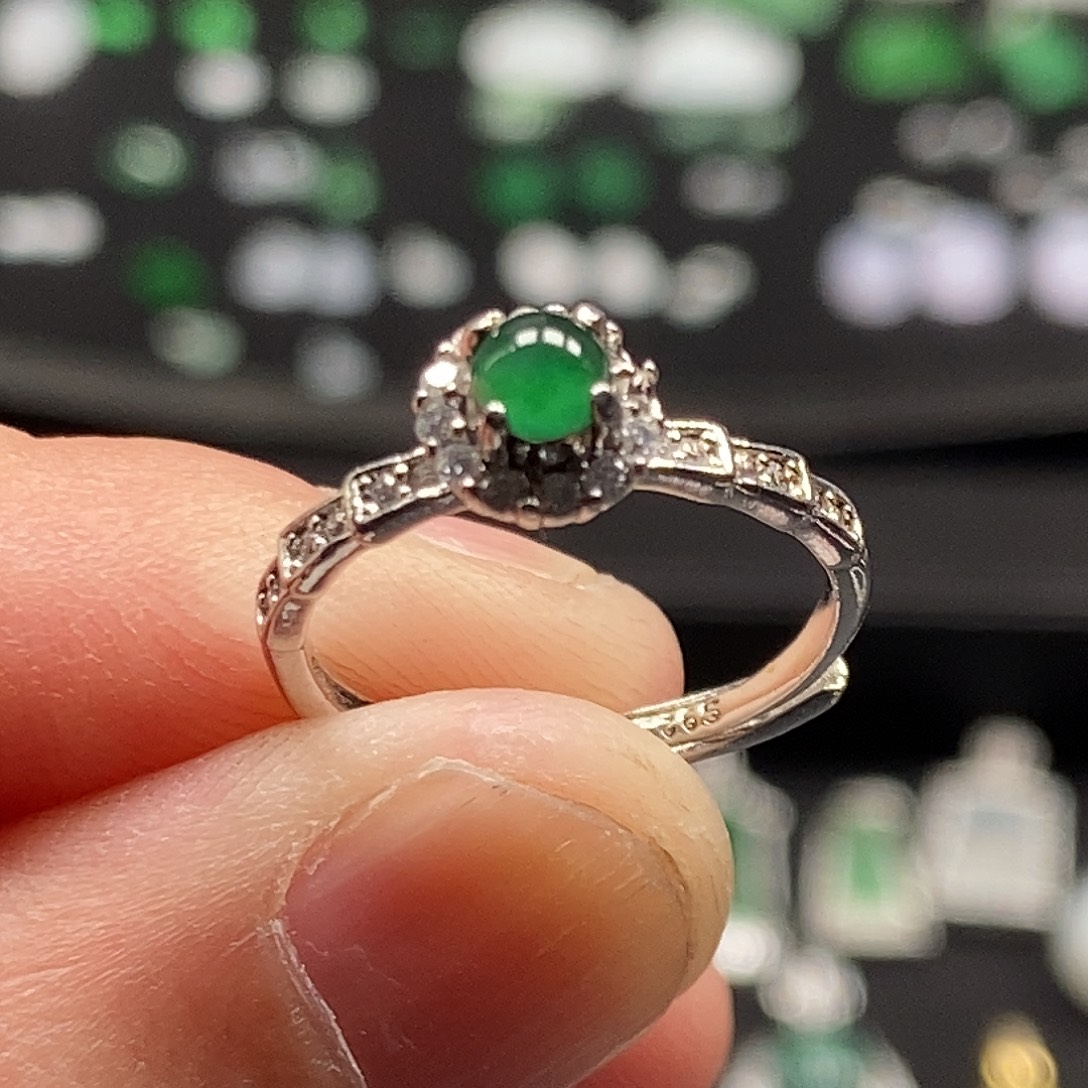 翡翠银S925镶嵌戒指