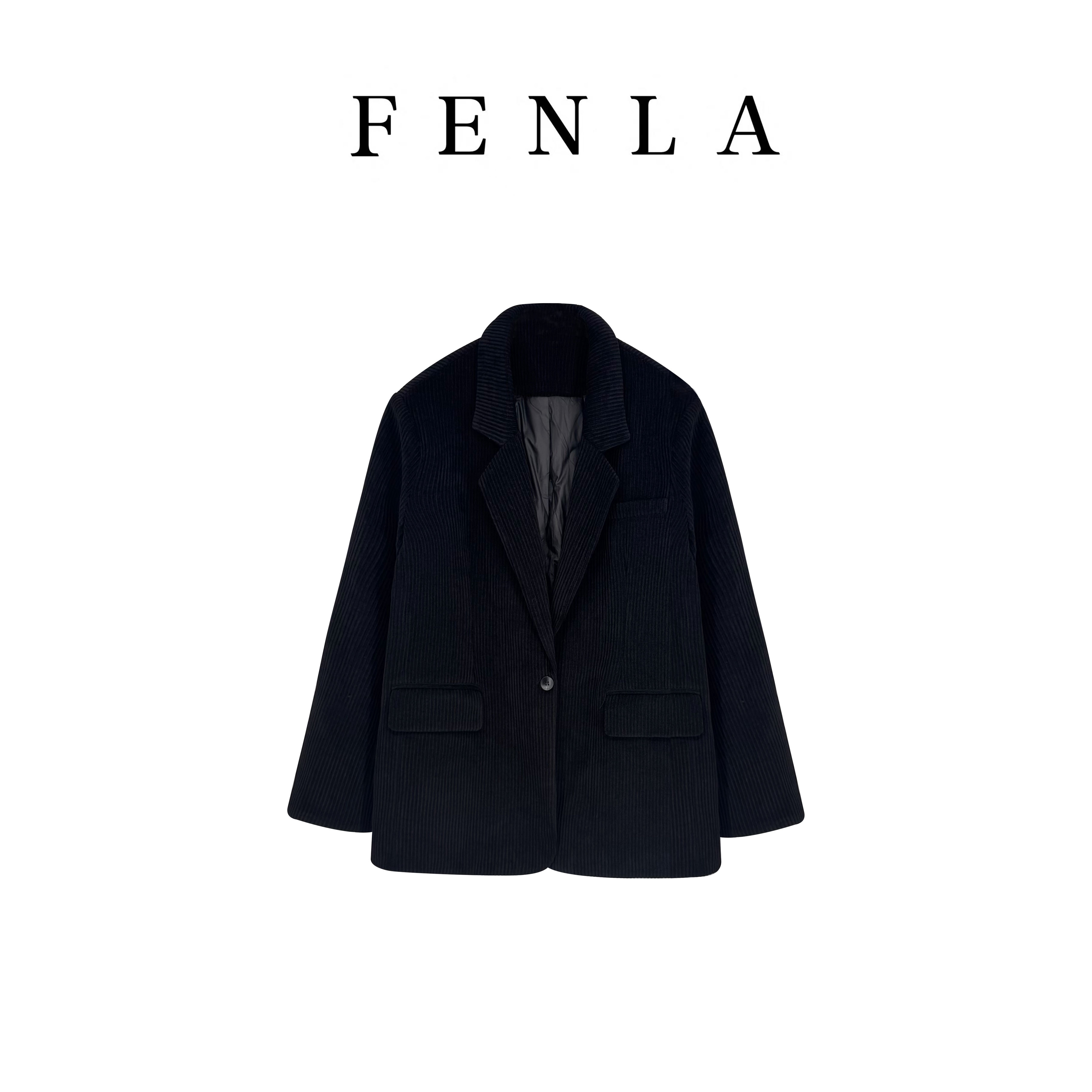 【惠姐私服】高级灯芯绒加厚西装羽绒服外套韩版时尚宽松外套 85332