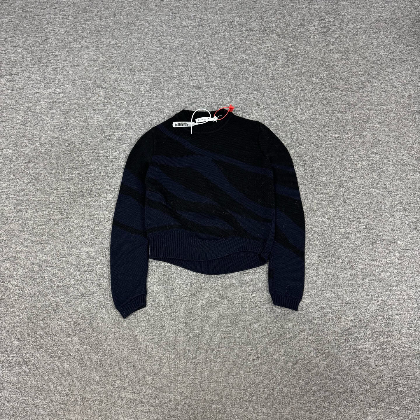 99新 AMIPARIS Dior 迪奥 藏蓝色拼黑色 长袖针织毛衣 36码 99新