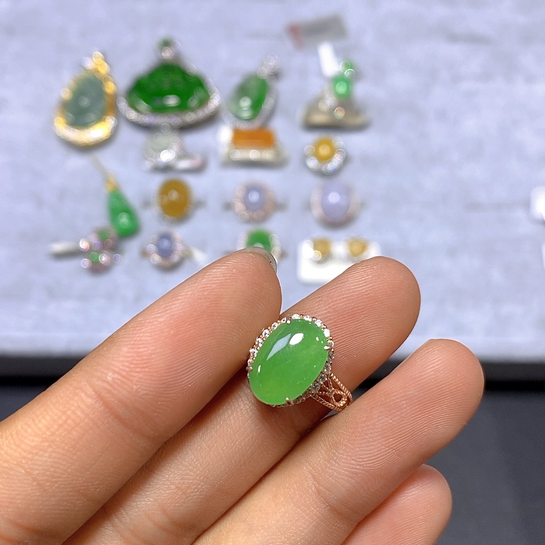 翡翠戒指银S925镶嵌101号