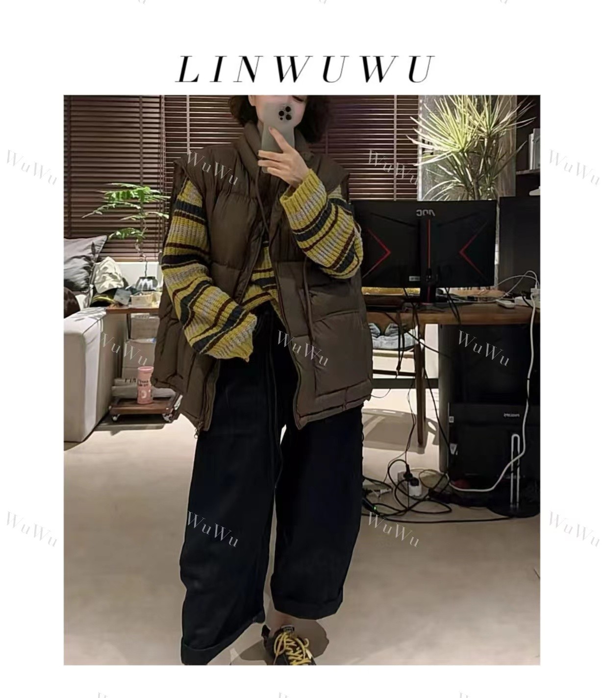 【林五五定制】2025新款—秋冬时尚纯色立领拉链宽松国标羽绒马甲