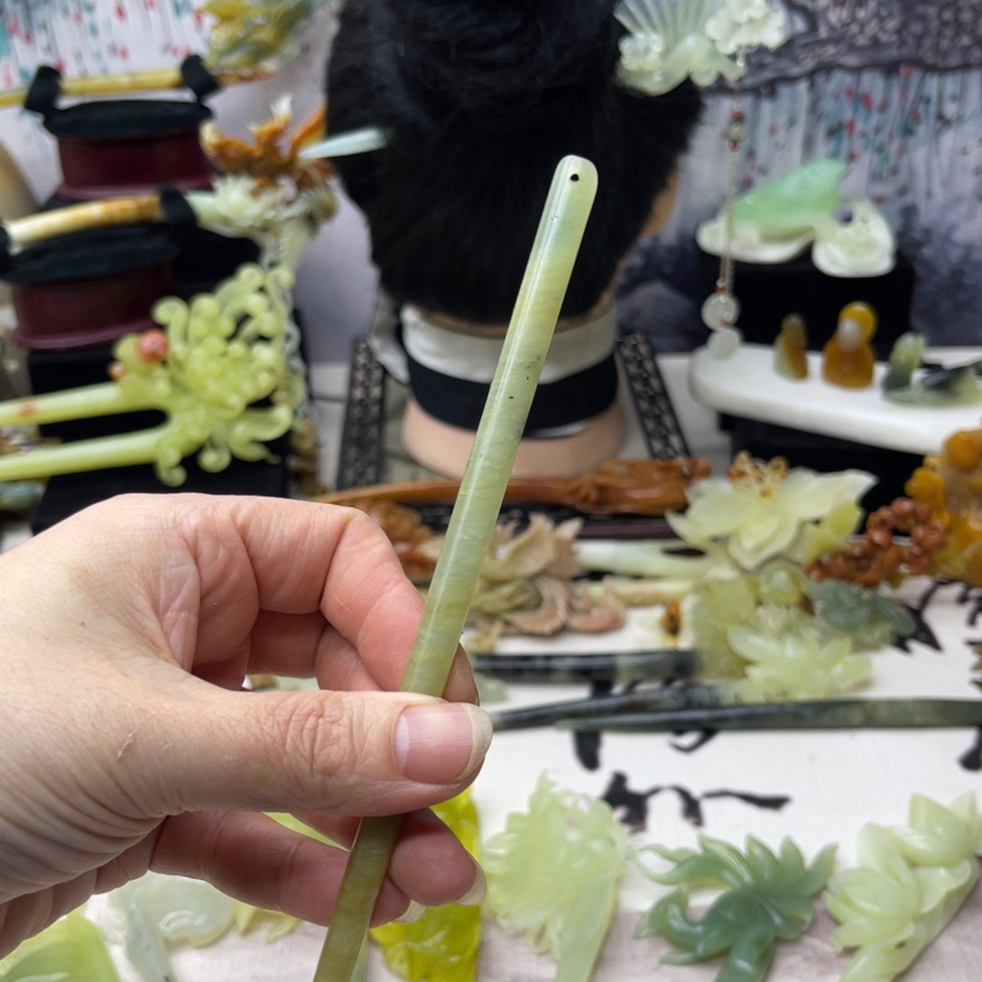 【闪购商品】蛇纹石玉发饰合金