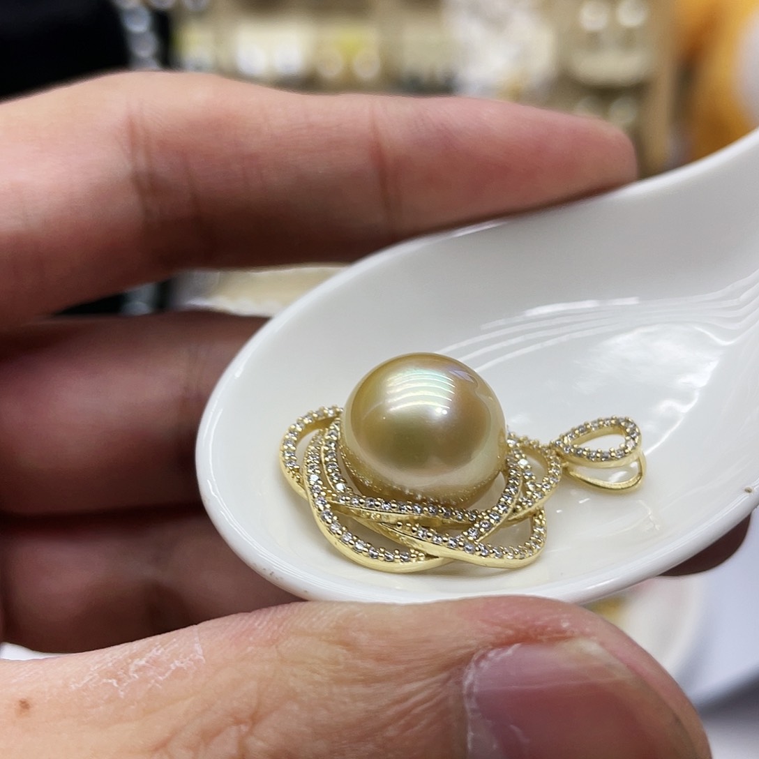 海水珍珠银S925镶嵌颈饰