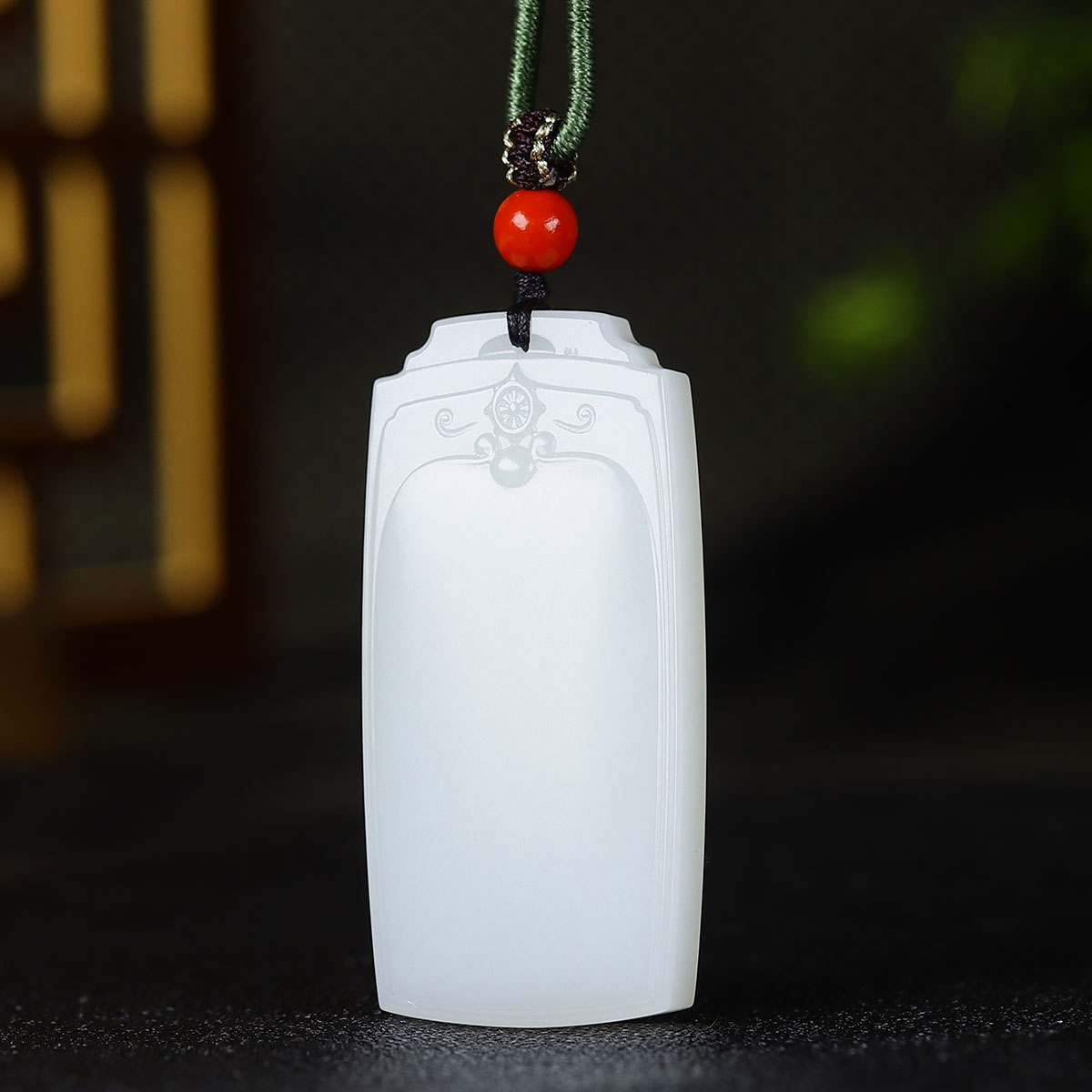 121134和田玉白玉平安牌挂件