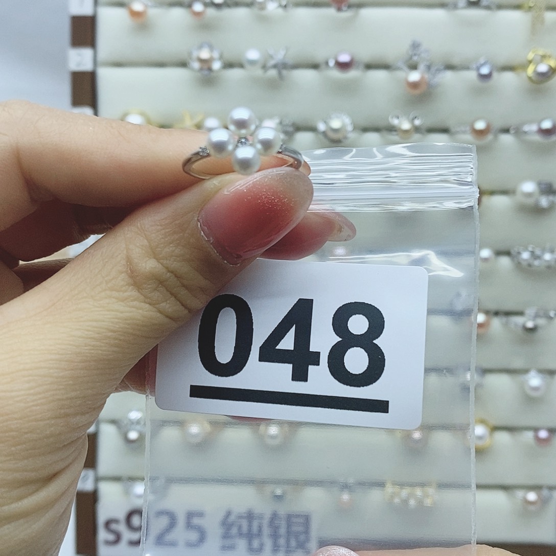 淡水珍珠戒指银S925镶嵌048