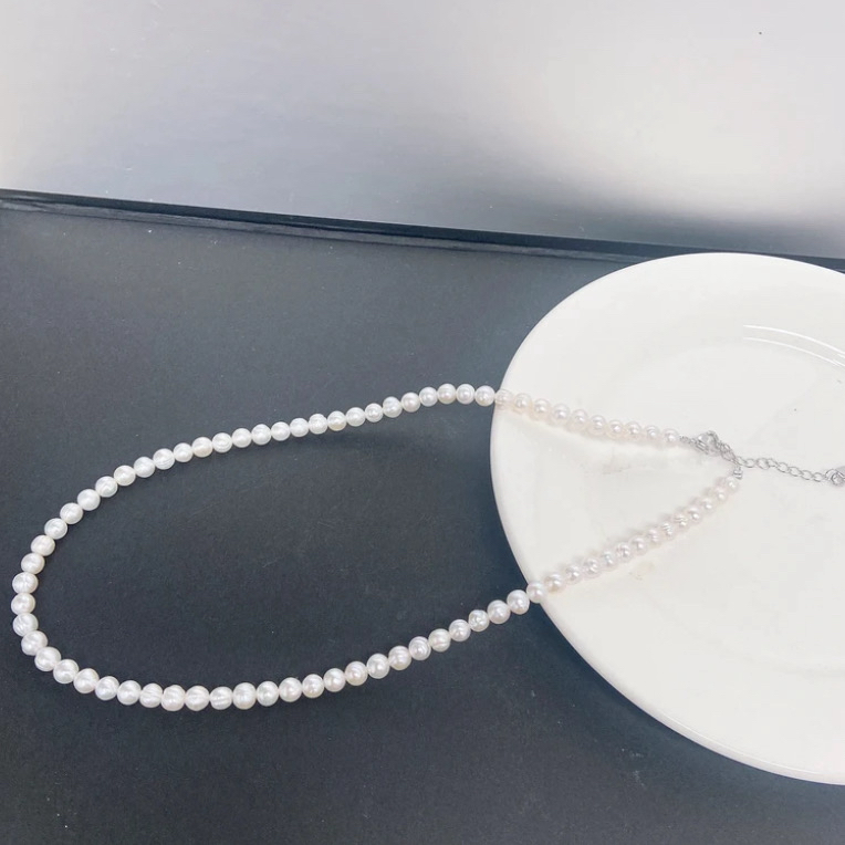 天然淡水珍珠C89#近圆无核百搭项链5-6m
