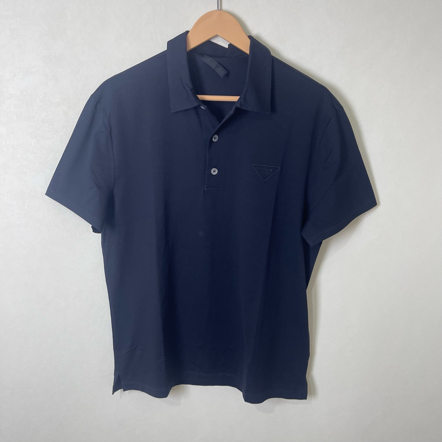 99新 Prada/普拉达 Logo刺绣印花纯色短袖Polo衫 L码