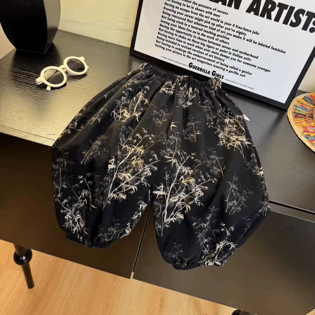 儿童防蚊裤夏季女童韩版灯笼裤男童宽松中大童休闲薄款九分裤D