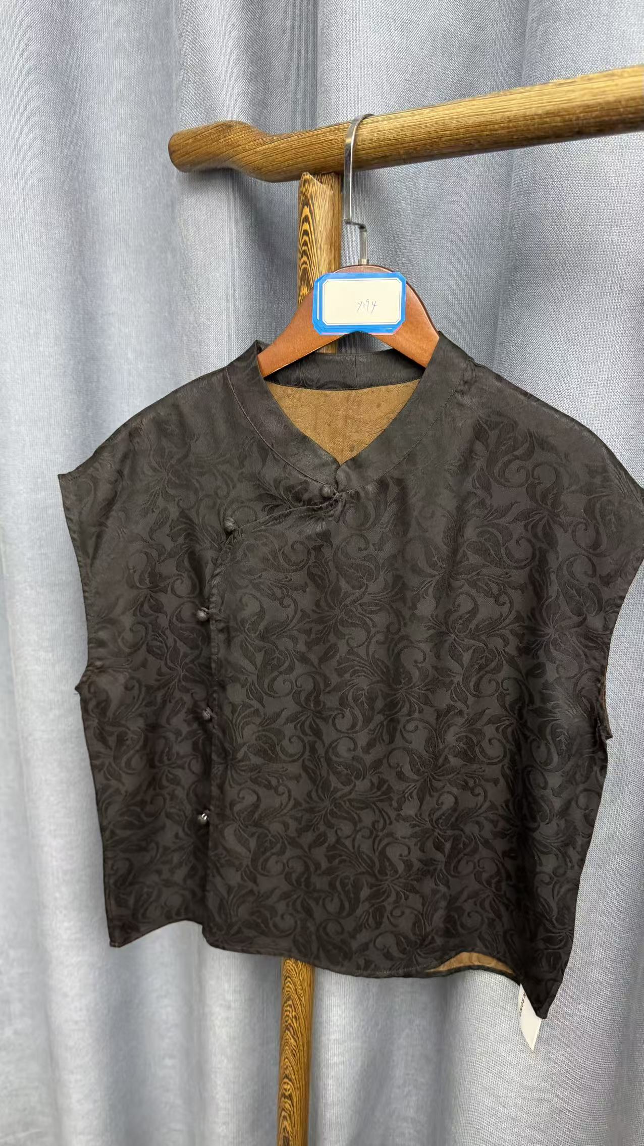 夏季新款时尚简约新中式桑蚕丝香云纱奥黛提花上衣女Y194