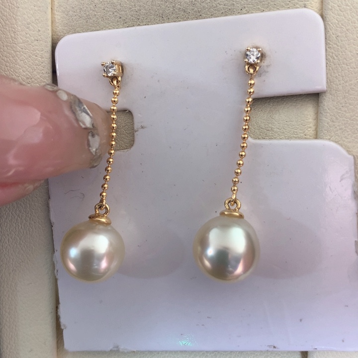 银S925镶嵌耳饰海水珍珠