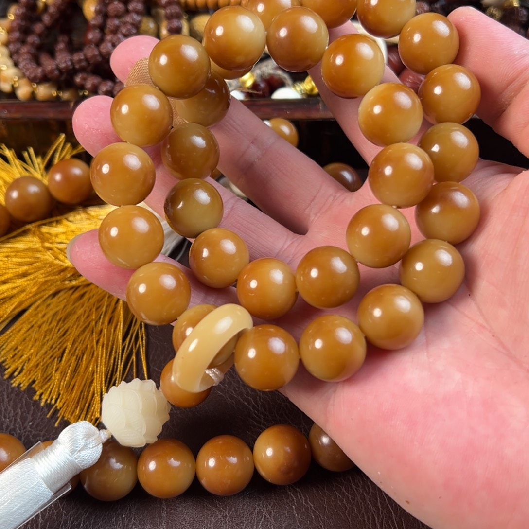 吊坠星月菩提菩提根老料圆珠双圈