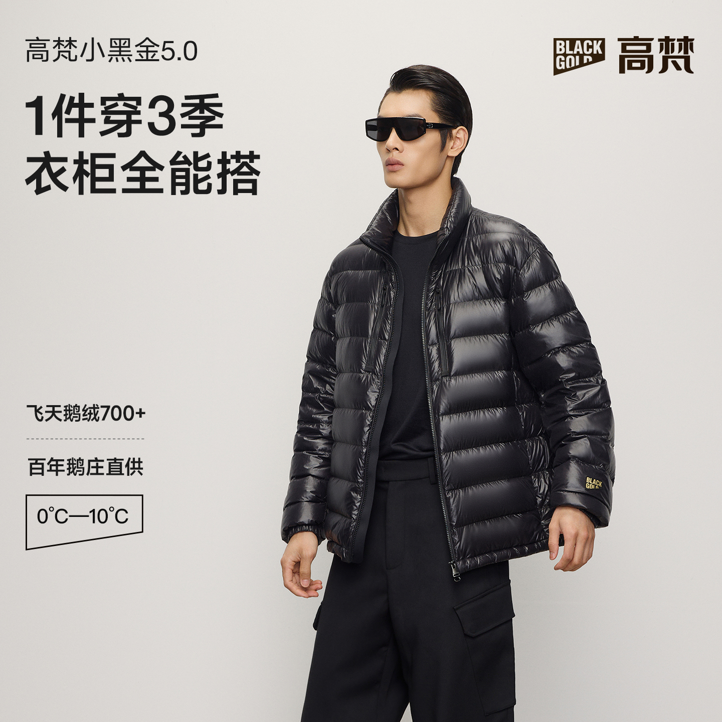 【高梵黑金鹅绒服】小黑金短款三季可穿立领时尚鹅绒服GH252007-Z