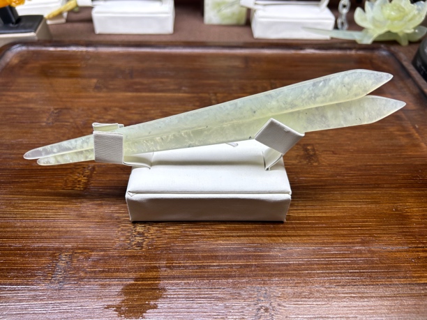 天然岫玉 斜插复古风精美发簪