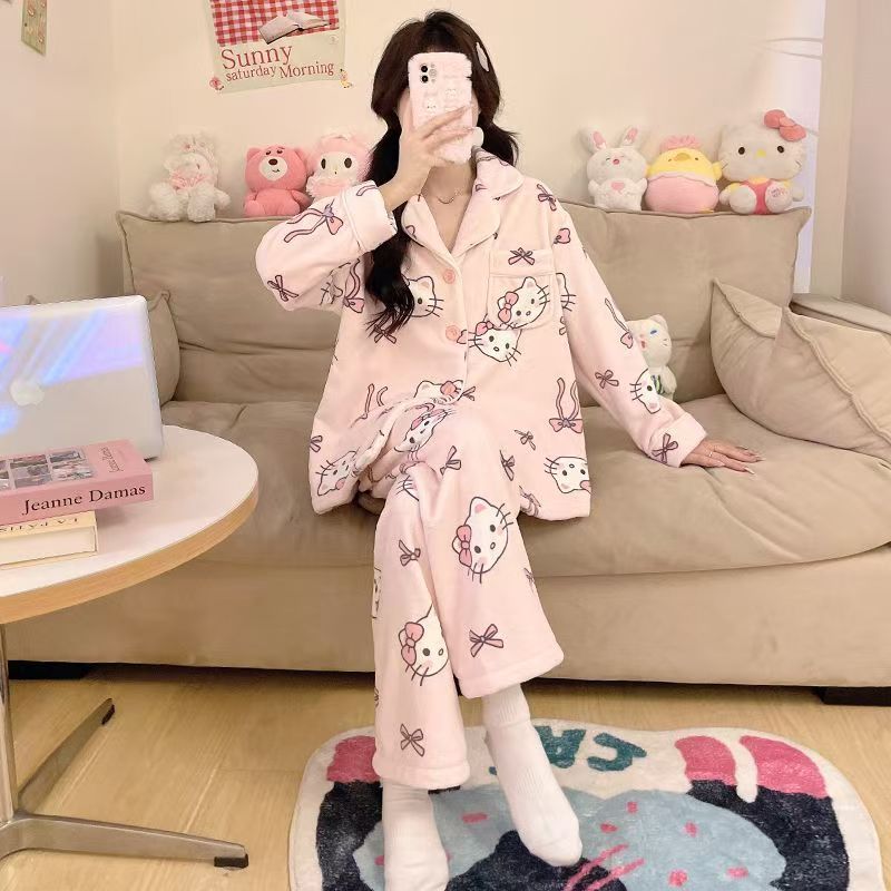 睡衣女士秋冬季2024家居服套装