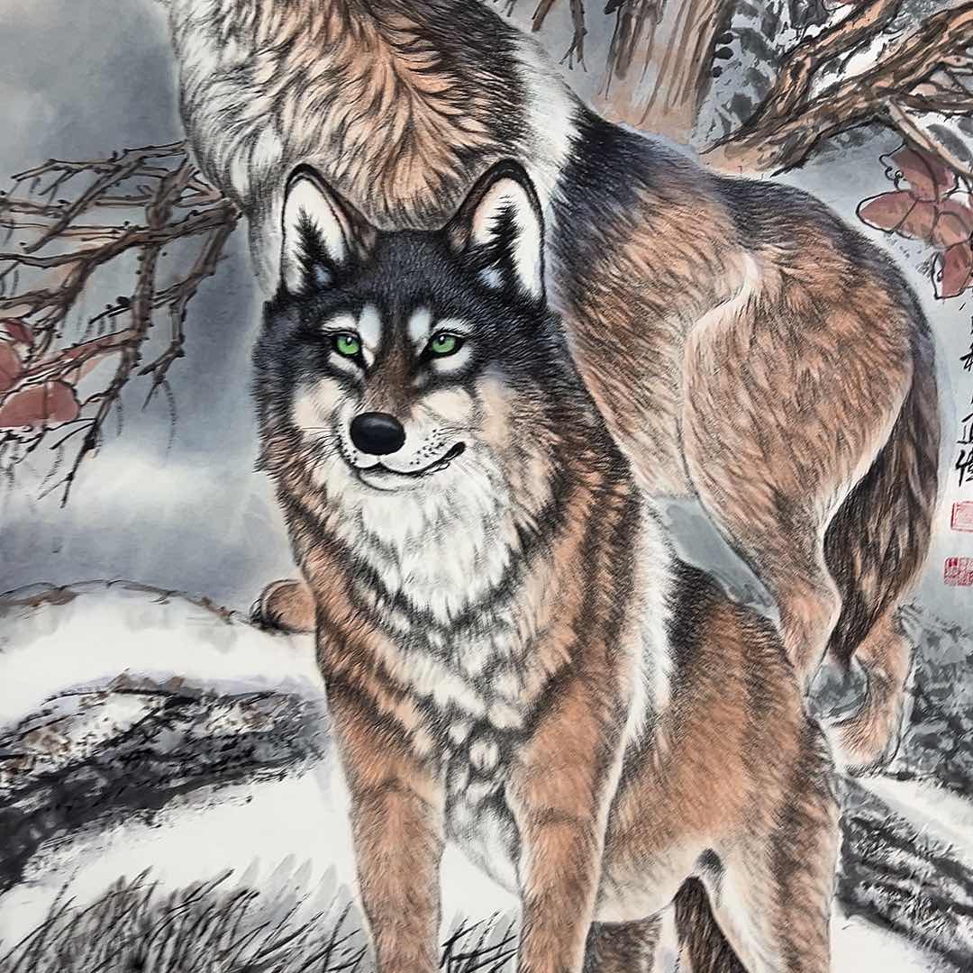 绘画老*童韩江书画左老师狼