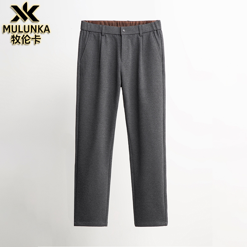 【直筒宽松版】冬季加厚毛呢裤弹力磨毛男士直筒休闲裤时尚秋冬季