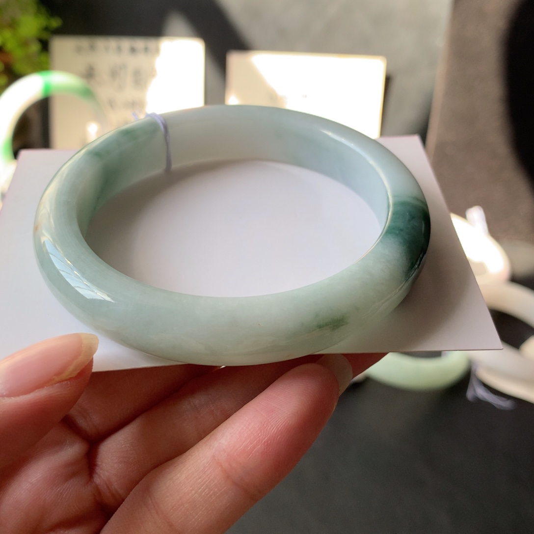 翡翠足金镶嵌手镯17号58.2-11.3-8.8