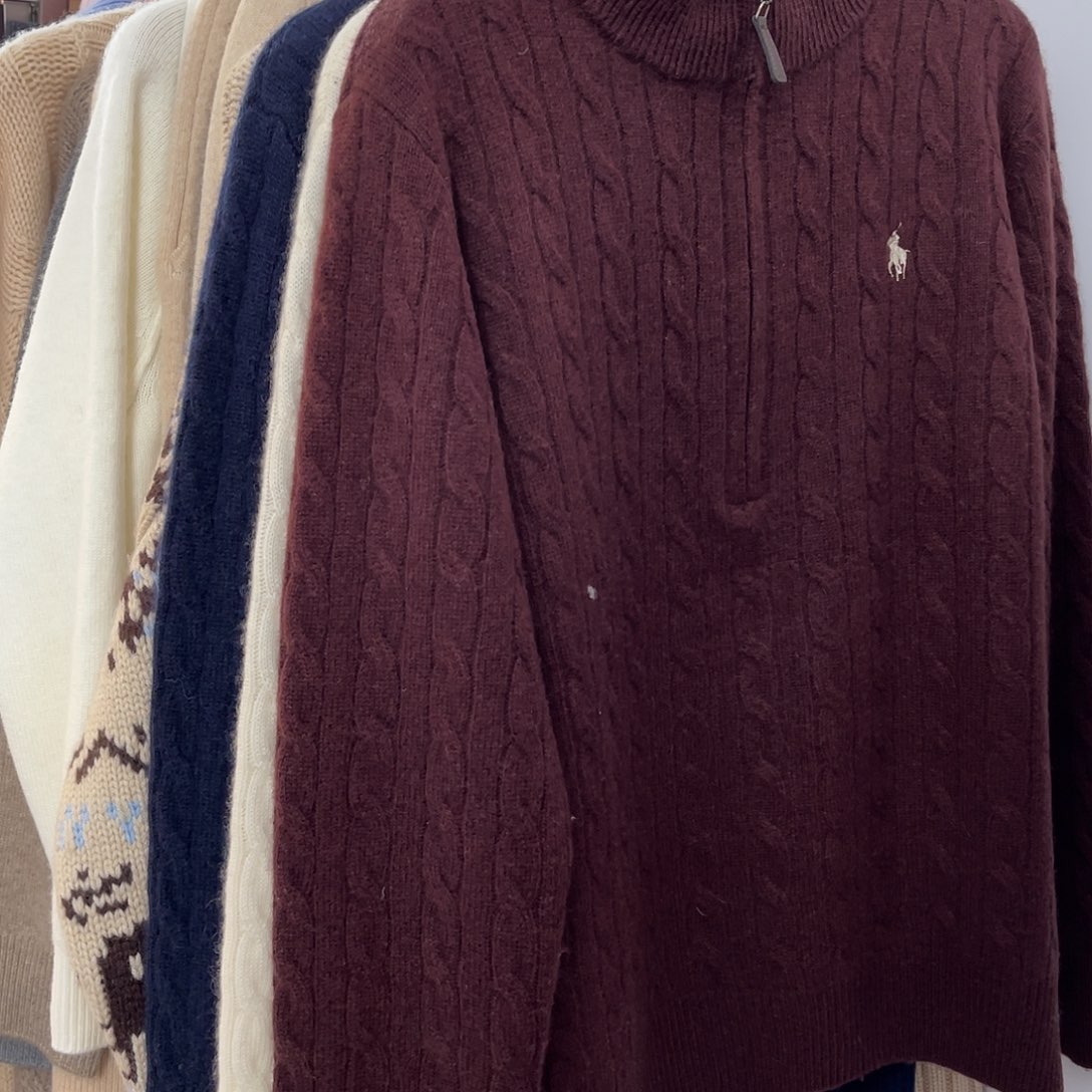 半拉链 战马 刺绣 羊绒衫