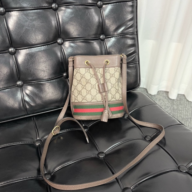95新 GUCCI/古驰  ophidia系列迷你水桶包单肩斜挎包sba