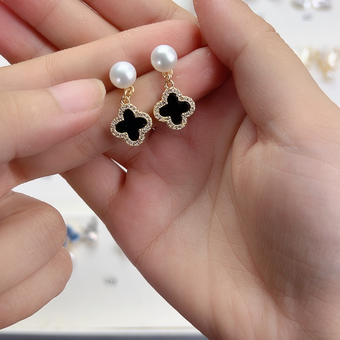 银S925镶嵌淡水珍珠耳饰