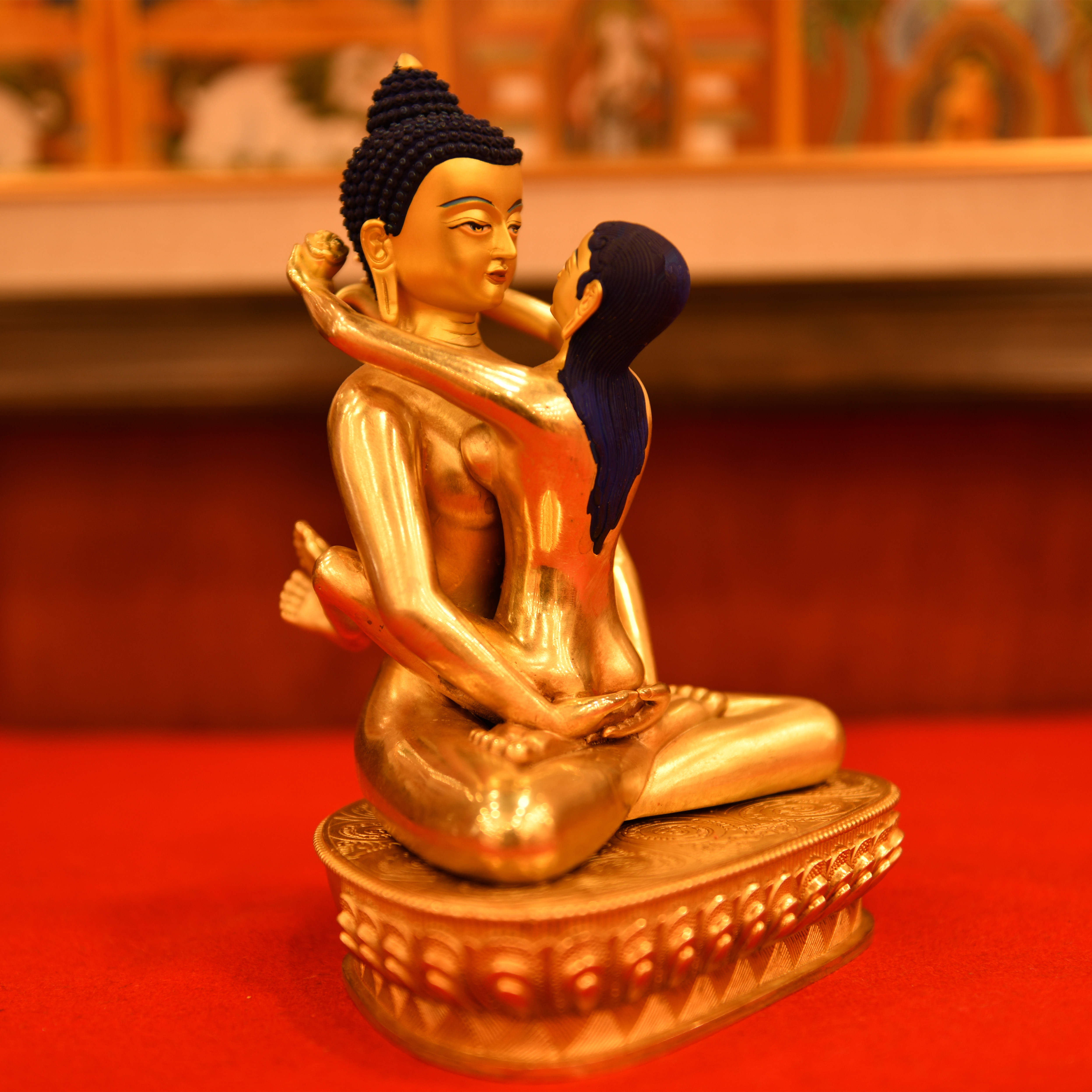 西藏工艺普贤王鎏金铜像摆件21cm