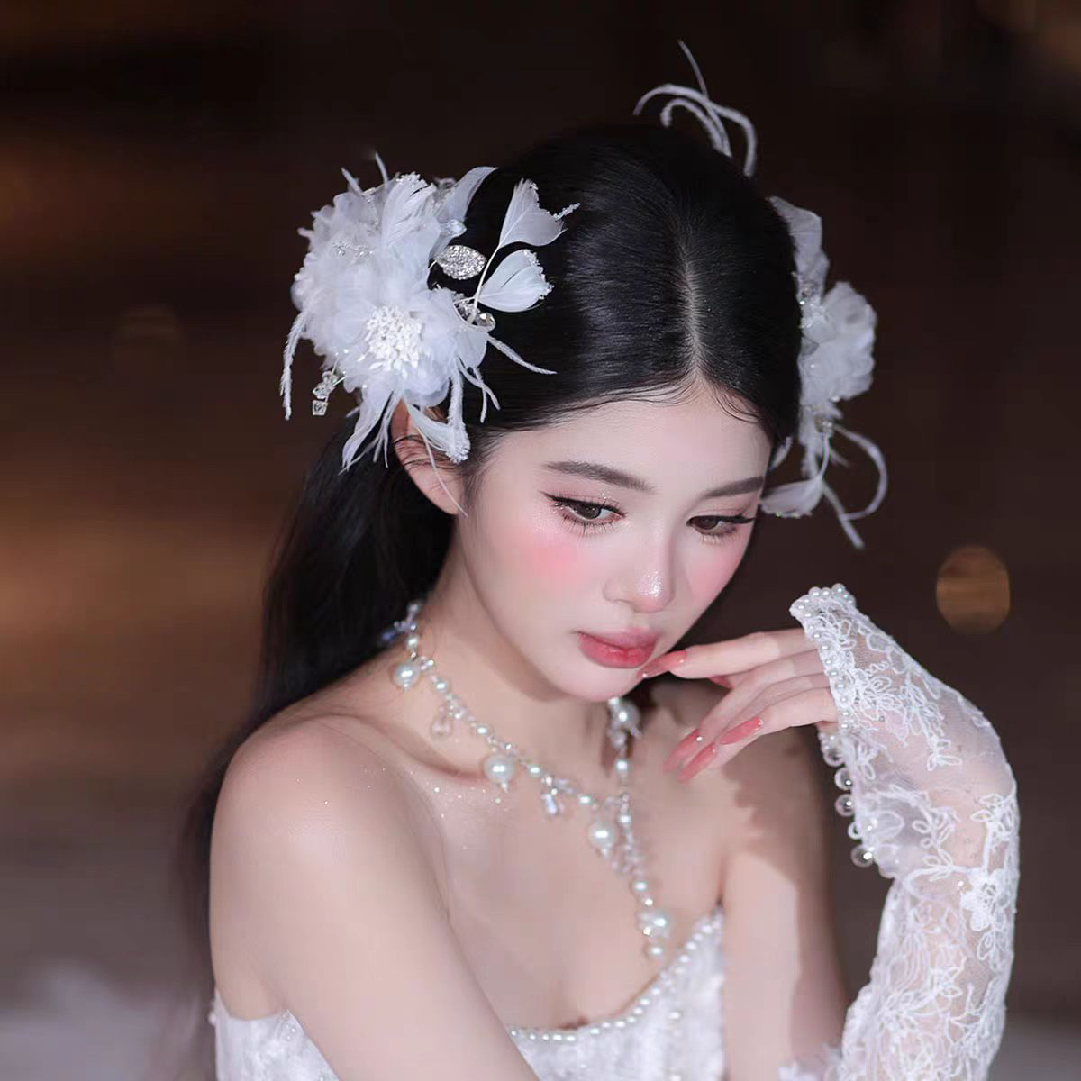 新娘头饰流苏网红百搭韩式法式新娘森系唯美时尚