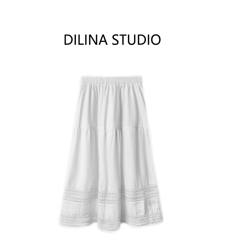 【法式白色半身裙】 春夏新款设计感蕾丝边气质A字裙子