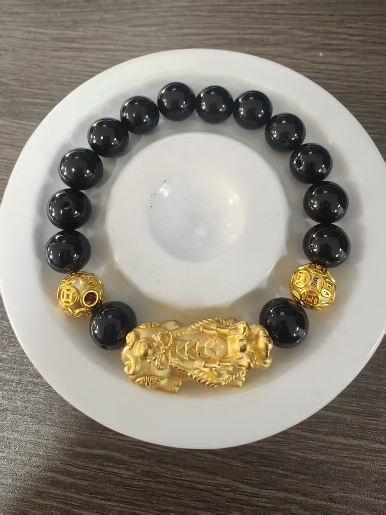 【足金999】卡10黄金貔貅+2颗转运珠