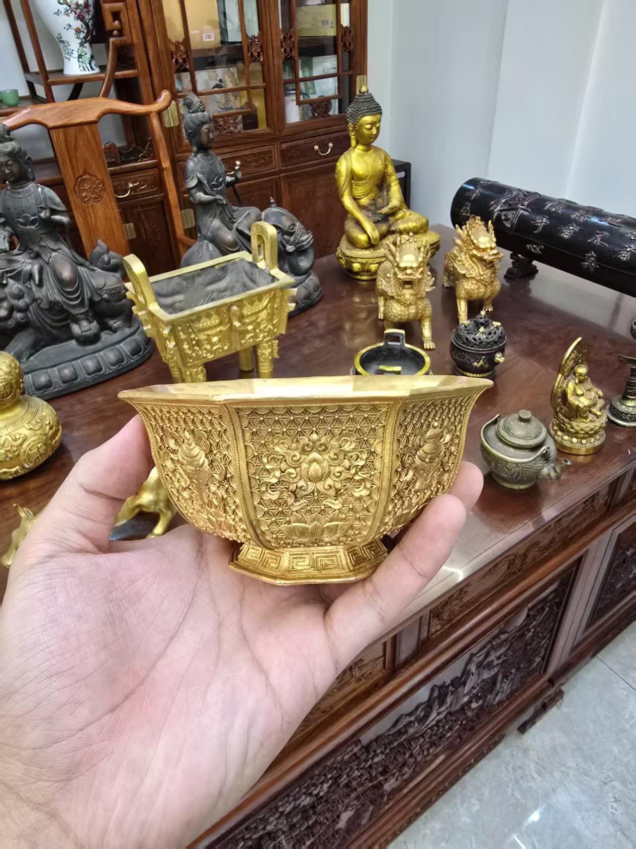 浮雕铜碗摆件 摆件名额 卡 （非 先 货）到货为卡  片