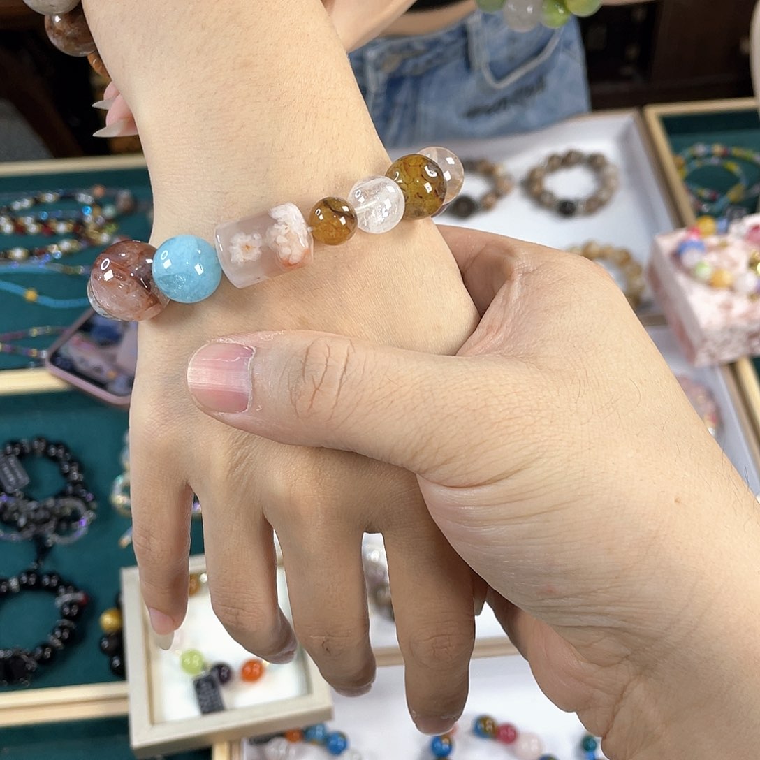 水晶手链银S925镀金镶嵌