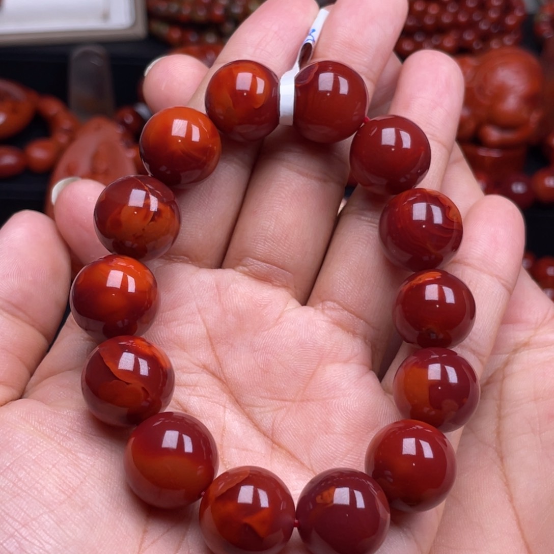 南红玛瑙珠宝奇石未镶嵌单圈15mm