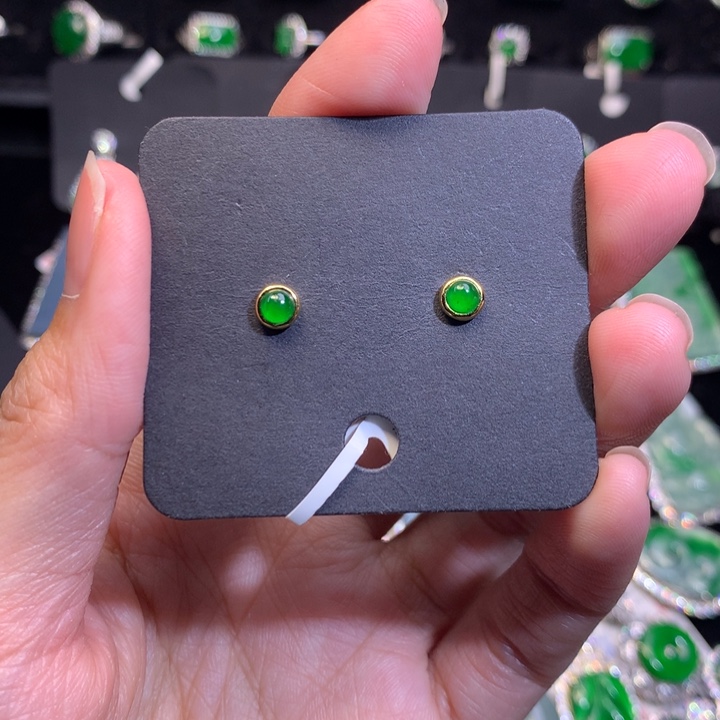 【闪购商品】翡翠耳饰银S925镶嵌天然翡翠